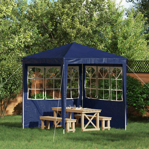 Partytent Zijwand 2 st 200 x 195 cm Blauw PE en staal 1