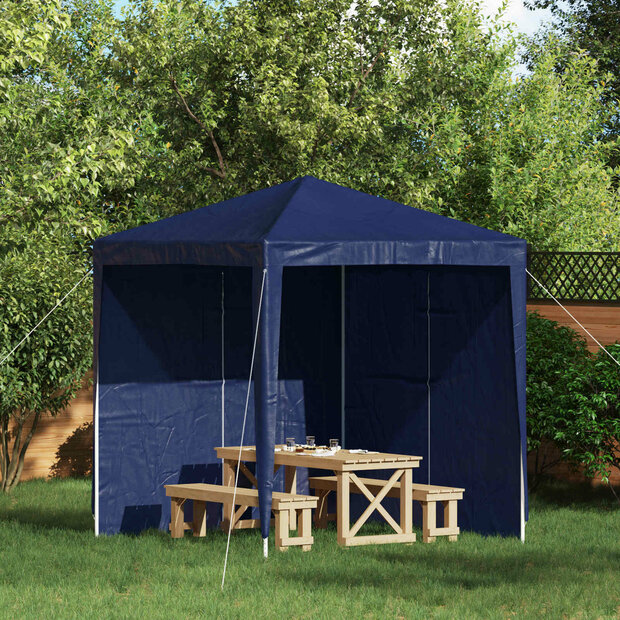 Partytent Zijwand 2 st 200 x 195 cm Blauw PE en staal 1