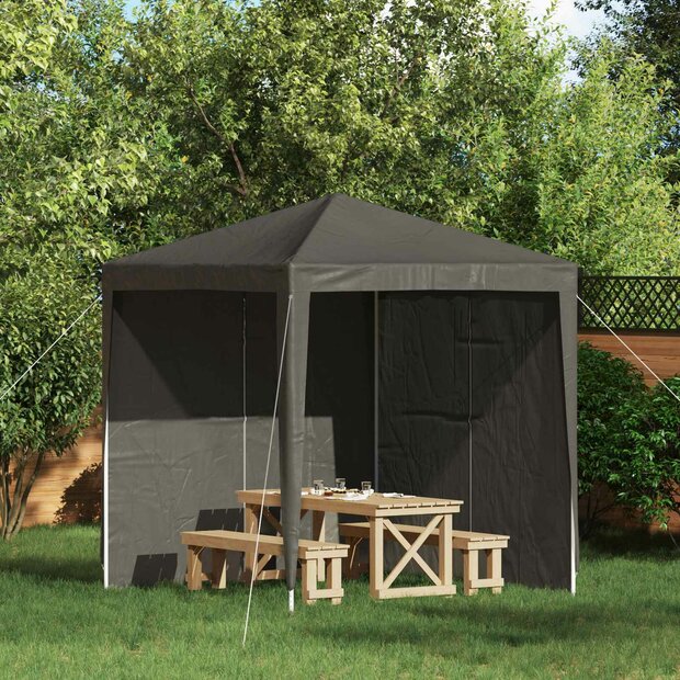 Partytent Zijwand 2 st 200 x 195 cm Antraciet PE en staal 1
