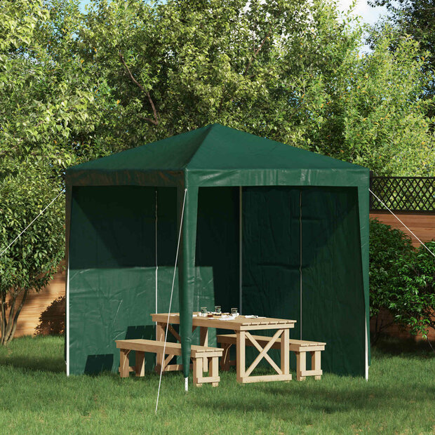 Partytent Zijwand 2 st 200 x 195 cm Groen PE en staal 1