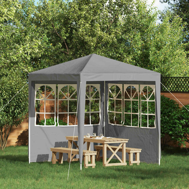 Partytent Zijwand 2 st 200 x 195 cm Lichtgrijs PE en staal 1