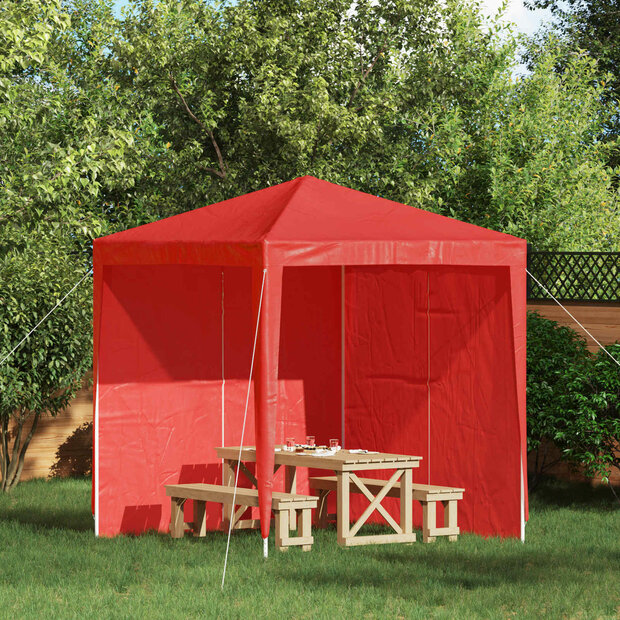 Partytent Zijwand 2 st 200 x 195 cm Rood PE en staal 1