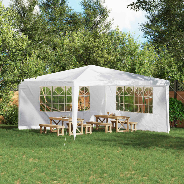 Partytent Zijwand 2 st 400 x 195 cm Wit PE en staal 1