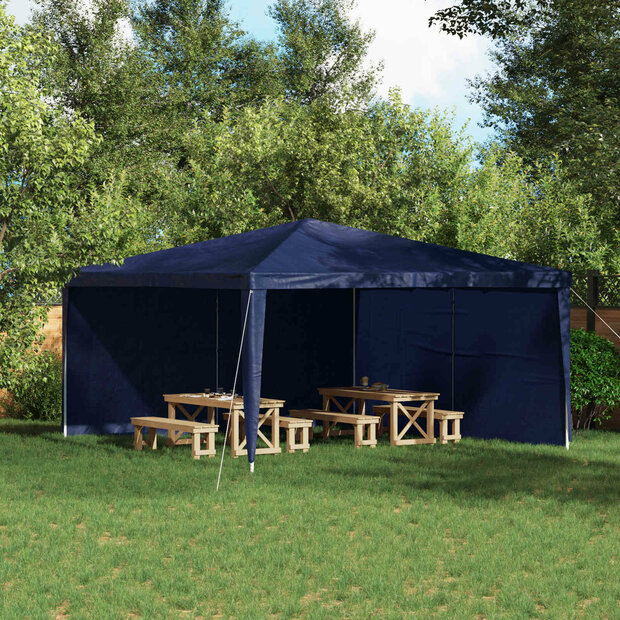 Partytent Zijwand 2 st 400 x 195 cm Blauw PE en staal 1