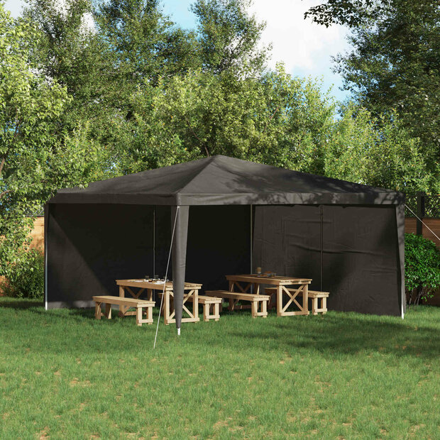Partytent Zijwand 2 st 400 x 195 cm Antraciet PE en staal 1