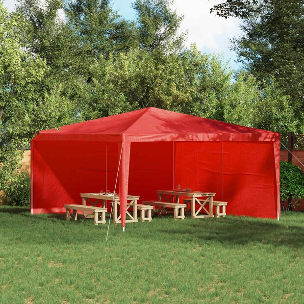 Partytent Zijwand 2 st 400 x 195 cm Rood PE en staal 1