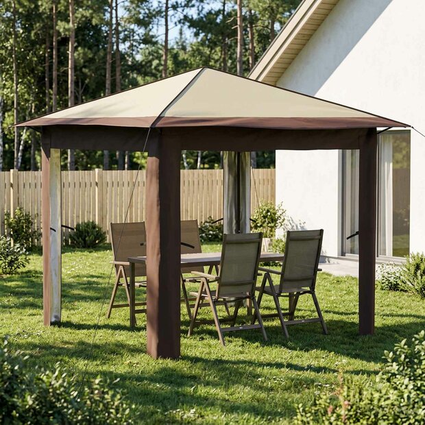 Gazebo zonder Zijwand 2,6 x 2,6 m Cr&egrave;me en bruin 1