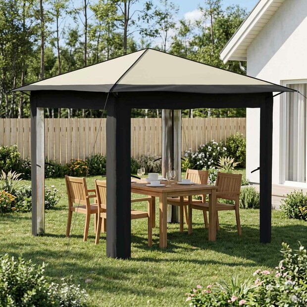 Gazebo zonder Zijwand 2,6 x 2,6 m Cr&egrave;me en Antraciet 1
