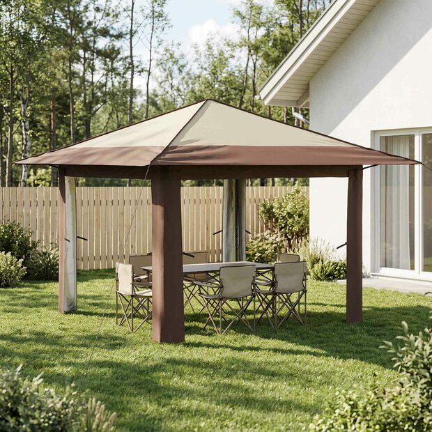 Gazebo zonder Zijwand Cr&egrave;me en bruin 1