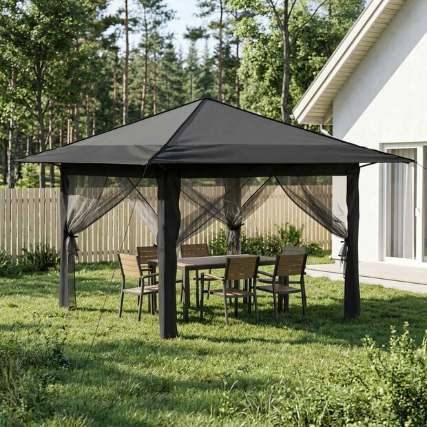 Gazebo met 4 Zijwanden Lichtgrijs en antracietkleurig 1