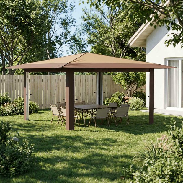 Paviljoen zonder Zijwand 4 x 4 m Beige en Bruin 1