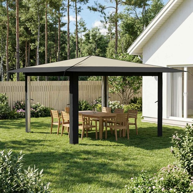 Paviljoen zonder Zijwand 4 x 4 m Cr&egrave;me en Antraciet 1