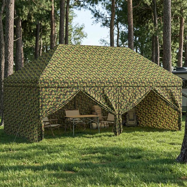 Tent met 4 Zijwanden 2,9 x 5,8 m Leger Camouflage 1