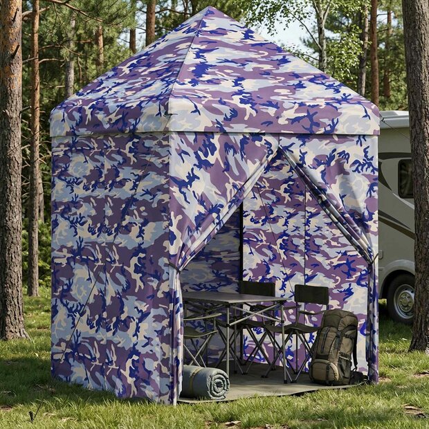 Pop-up Gazebo met 4 Zijwanden 2 x 2 m Blauw Camouflage 1