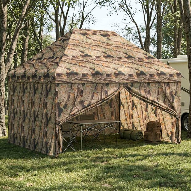Pop-up Gazebo met 4 Zijwanden 3 x 4,5 m Bos Camouflage 1