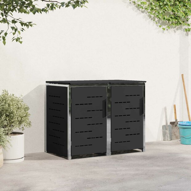 Containerombouw for 2 Bins 240L Roestvrij staal Zwart 1