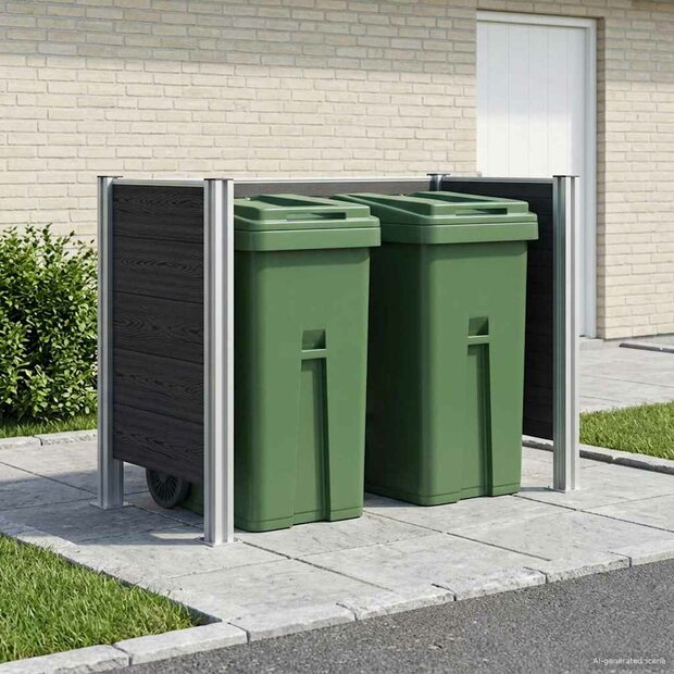 Afvalbak Schutting Grijs 161 x 85 x 115 cm Aluminium en WPC 1