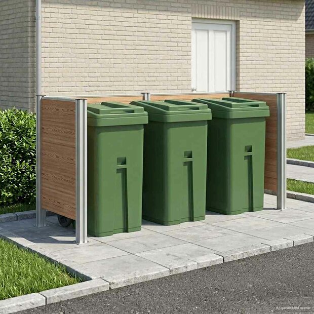 Afvalbak Schutting Bruin 237 x 85 x 115 cm Aluminium en WPC 1