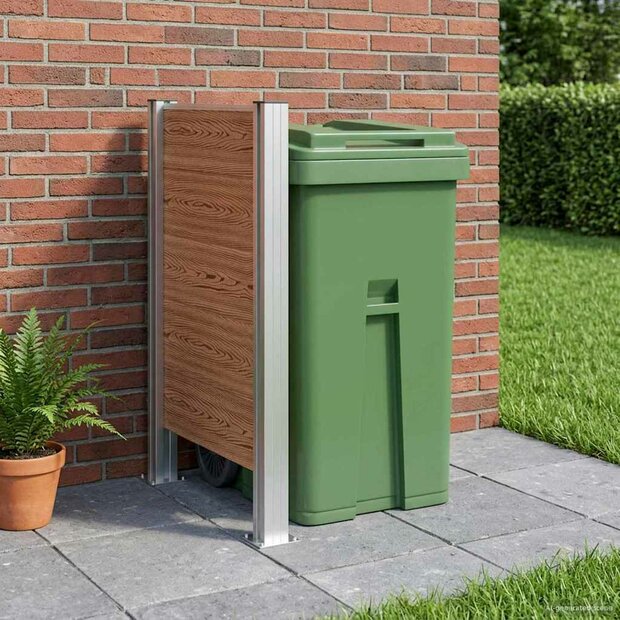 Afvalbak Schutting Bruin 85 x 12 x 115 cm Aluminium en WPC 1