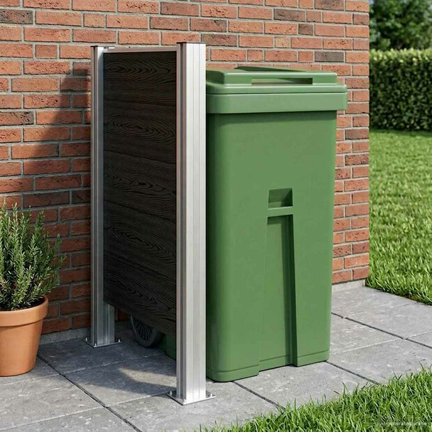 Afvalbak Schutting Grijs 85 x 12 x 115 cm Aluminium en WPC 1