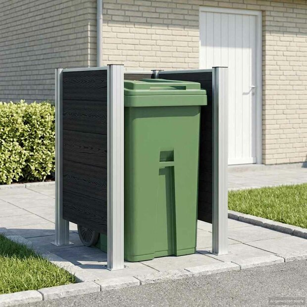 Afvalbak Schutting Grijs 85 x 85 x 115 cm Aluminium en WPC 1