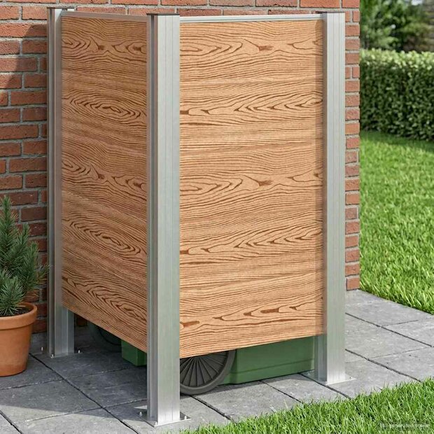 Afvalbak Schutting Bruin 85 x 85 x 115 cm Aluminium en WPC 1