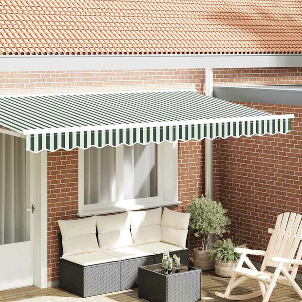 Luifeldoek volant Groen en Wit 380 x 20 cm Polyester 1