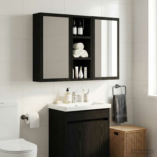 Badkamerwandkast Zwarte Eik 20 x 10 x 50 cm Geconstrueerd hout 1