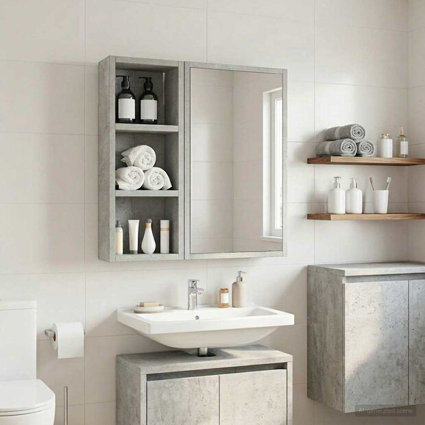 Badkamerwandkast Beton Grijs 20 x 10 x 50 cm 1