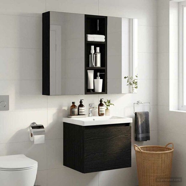 Badkamerwandkast Zwarte Eik 20 x 10 x 60,5 cm 1