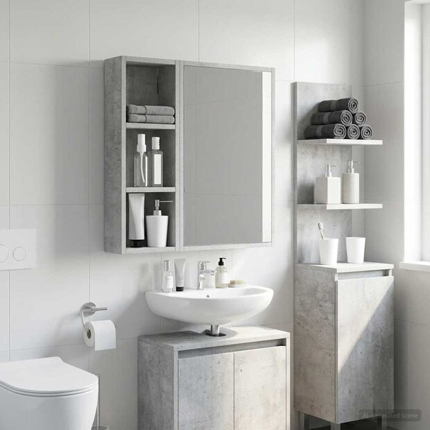 Badkamerwandkast Beton Grijs 20 x 10 x 60,5 cm 1