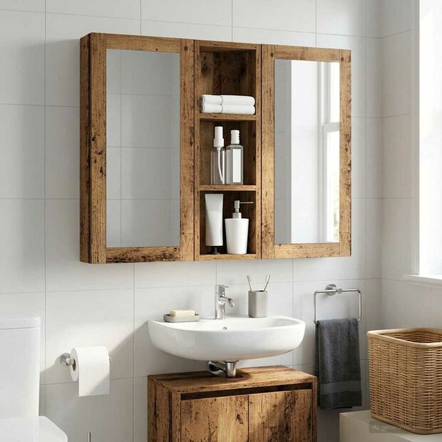 Badkamerwandkast Oudhout 20 x 10 x 60,5 cm Geconstrueerd hout 1