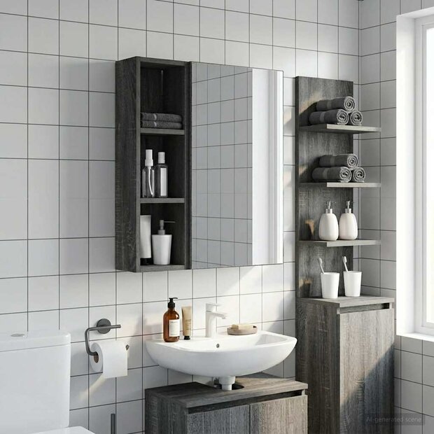 Badkamerwandkast Grijze Sonoma 20 x 14 x 70 cm 1