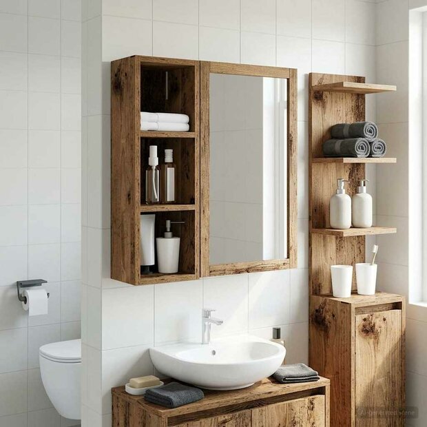 Badkamerwandkast Oudhout 20 x 16 x 62,5 cm Geconstrueerd hout 1