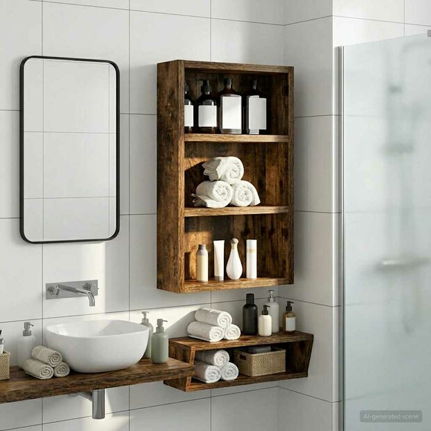 Badkamerwandkast Gerookte Eik 30 x 10 x 50 cm 1