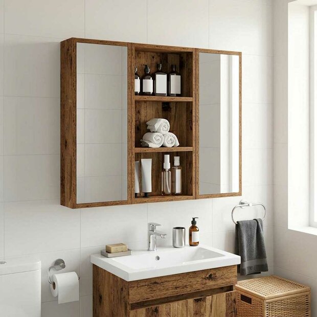 Badkamerwandkast Oudhout 30 x 10 x 60,5 cm Geconstrueerd hout 1