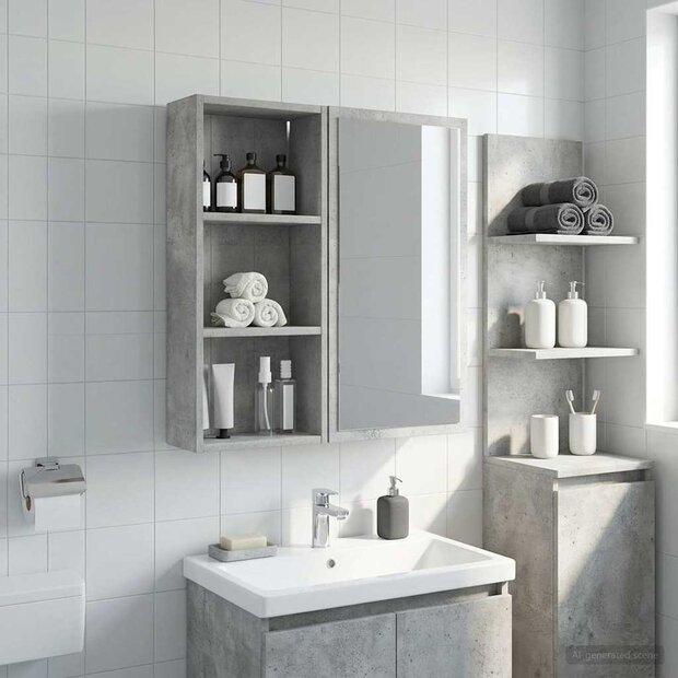 Badkamerwandkast Beton Grijs 30 x 14 x 70 cm 1