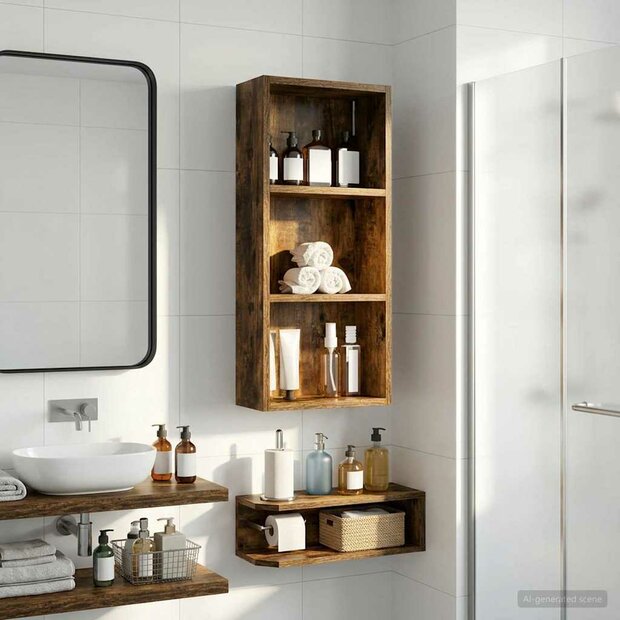 Badkamerwandkast Gerookte Eik 30 x 14 x 70 cm 1