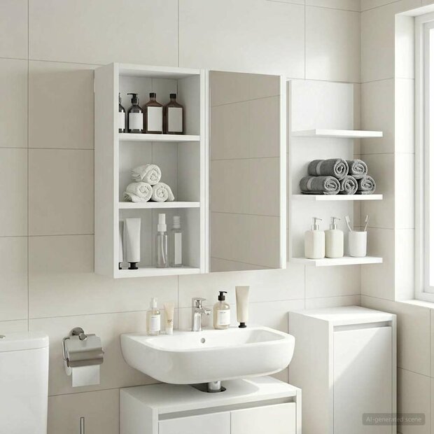 Badkamerwandkast Wit 30 x 16 x 62,5 cm Geconstrueerd hout 1
