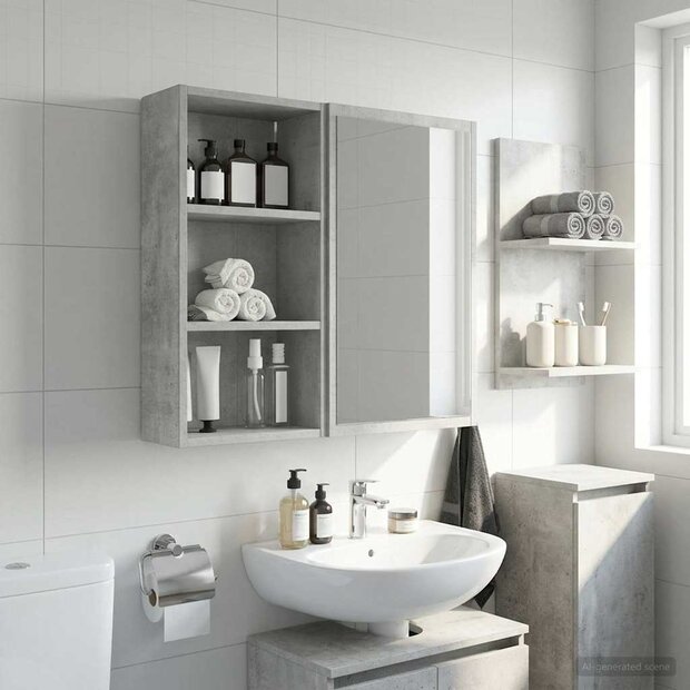 Badkamerwandkast Beton Grijs 30 x 16 x 62,5 cm 1