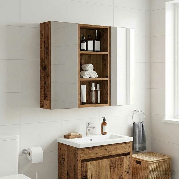 Badkamerwandkast Oudhout 30 x 16 x 62,5 cm Geconstrueerd hout 1