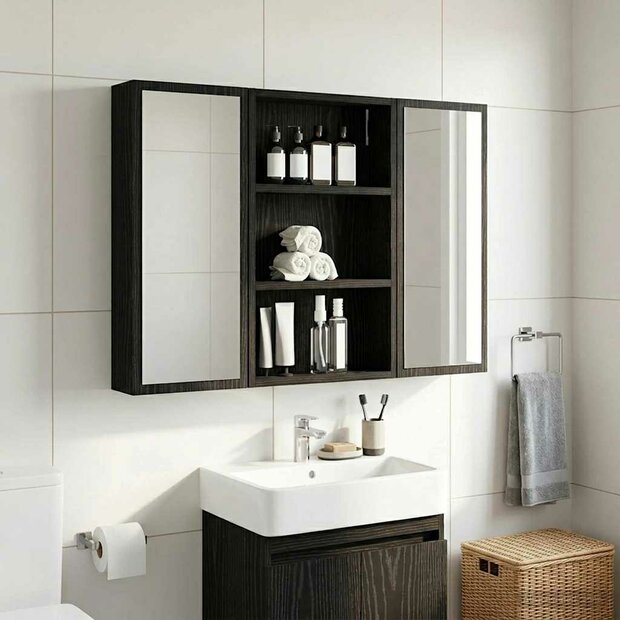 Badkamerwandkast Zwarte Eik 40 x 10 x 60,5 cm 1