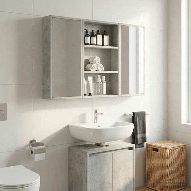 Badkamerwandkast Beton Grijs 40 x 10 x 60,5 cm 1