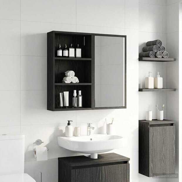Badkamerwandkast Zwarte Eik 40 x 14 x 70 cm Geconstrueerd hout 1