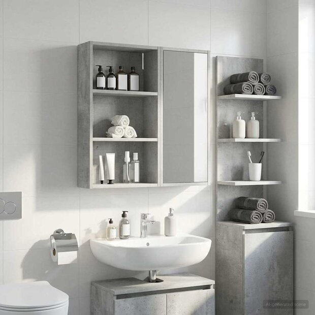 Badkamerwandkast Beton Grijs 40 x 14 x 70 cm 1