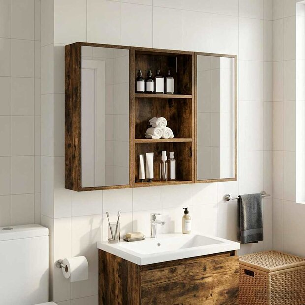 Badkamerwandkast Gerookte Eik 40 x 14 x 70 cm 1