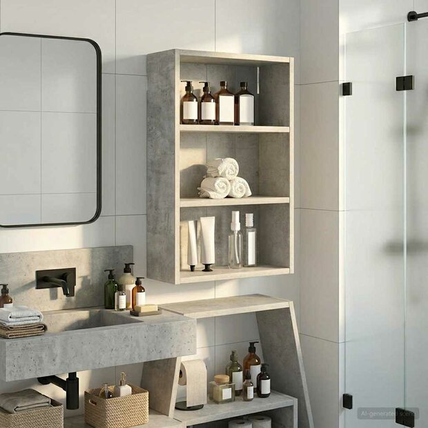Badkamerwandkast Beton Grijs 40 x 16 x 62,5 cm 1