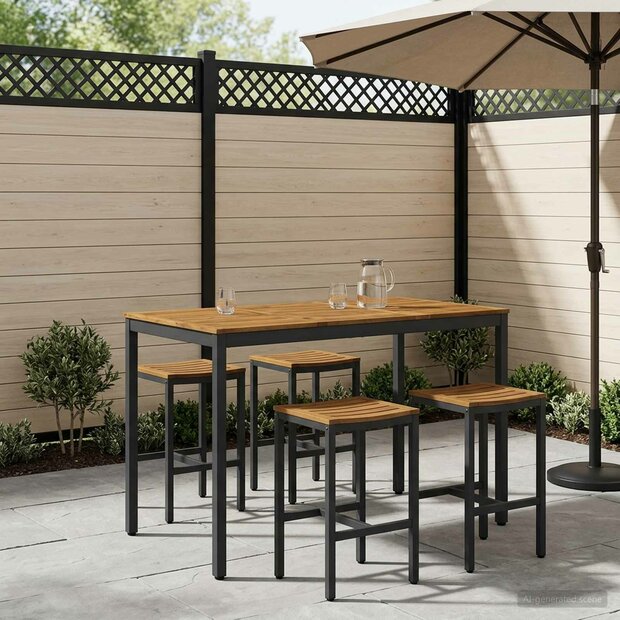 Tuin Bartafel Naturel en Zwart 141 x 80,5 x 105 cm 1