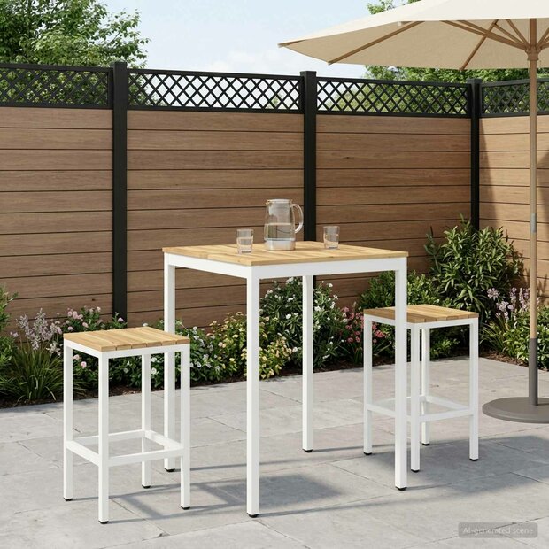 Tuin Bartafel Wit 80 x 80,5 x 105 cm Massief Acaciahout 1