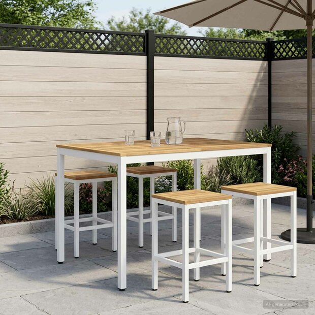 Tuin Bartafel Wit 110 x 108,5 x 105 cm Massief Acaciahout 1